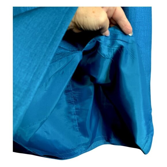 Sag Harbor Suit Womens 2 Piece Skirt Suit Peacock Deep Aqua Textured Size 14P - Picture 10 of 16